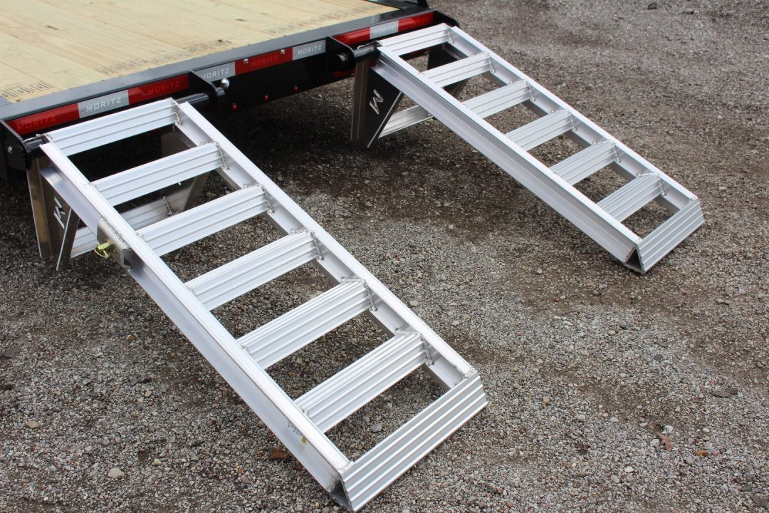 New 2027 Moritz ELBH 7' x 18' Low Pro - Aluminum Ramps - Equipment Trailer - 14000# GVW