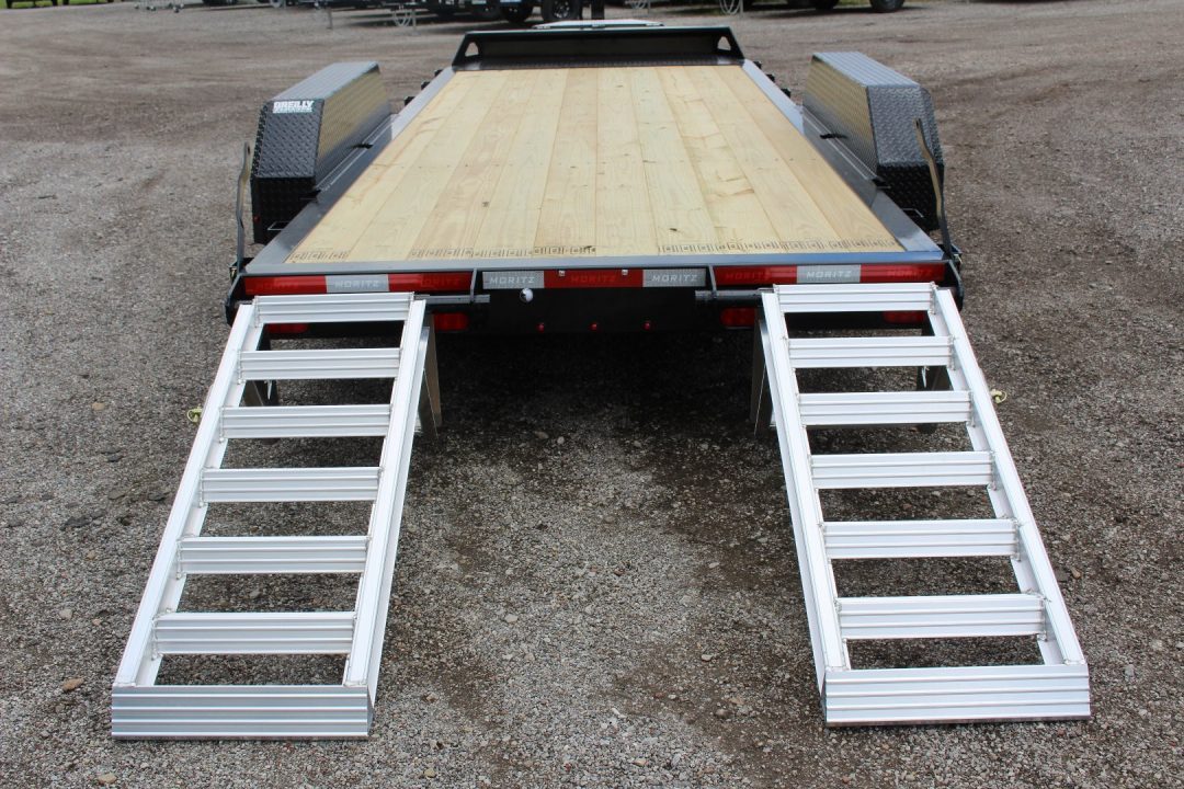 New 2027 Moritz ELBH 7' x 18' Low Pro - Aluminum Ramps - Equipment Trailer - 14000# GVW
