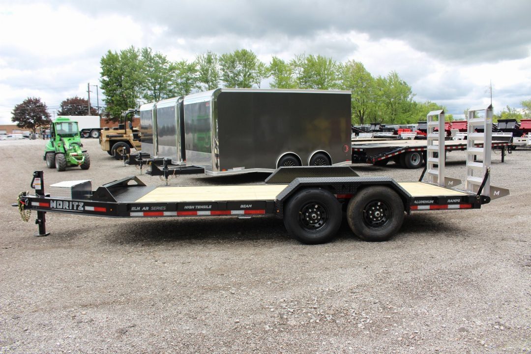 New 2027 Moritz ELBH 7' x 18' Low Pro - Aluminum Ramps - Equipment Trailer - 14000# GVW