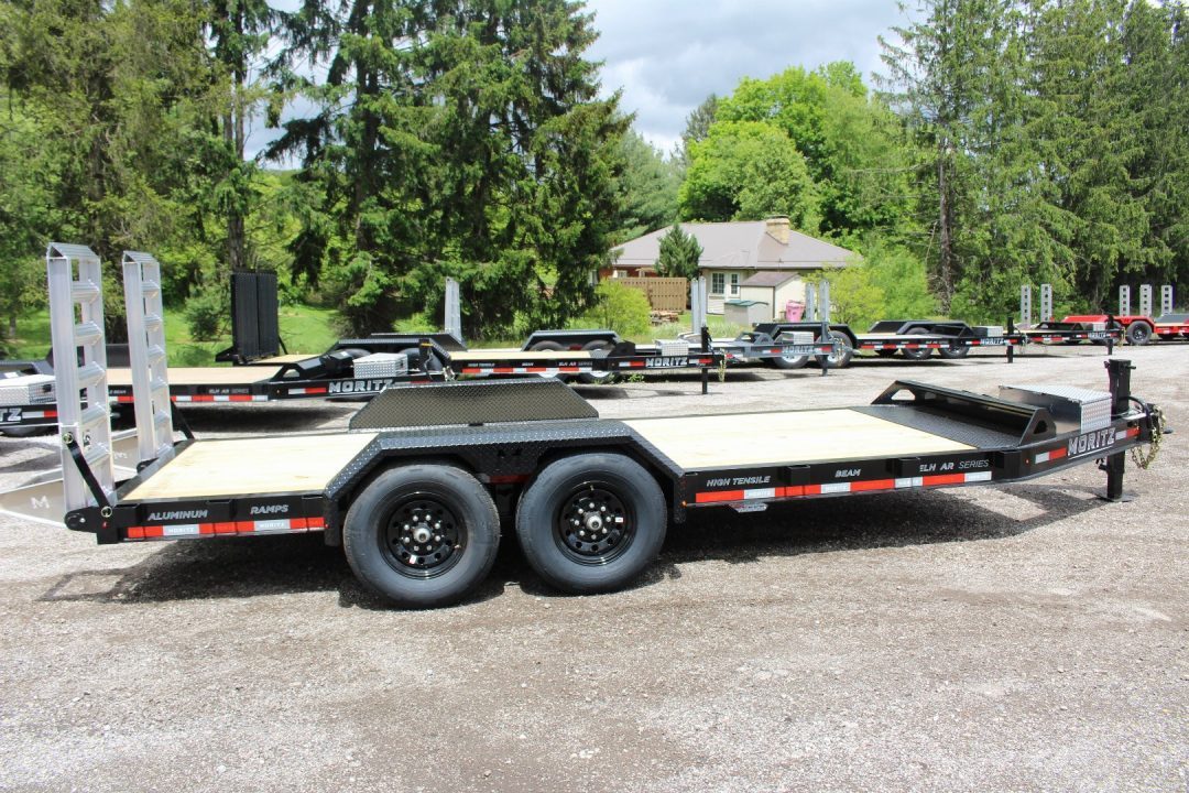 New 2027 Moritz ELBH 7' x 18' Low Pro - Aluminum Ramps - Equipment Trailer - 14000# GVW