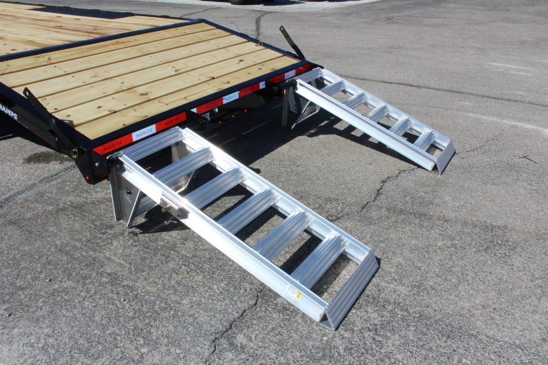 New 2027 Moritz 8' 6" x 20' + 4' Deckover Flatbed w/ Beavertail - Aluminum Ramps - 14,000# GVW