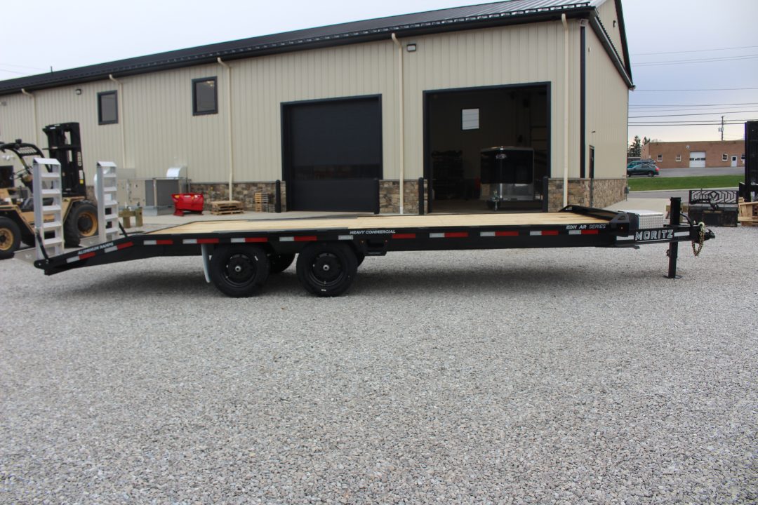 New 2027 Moritz 8' 6" x 20' + 4' Deckover Flatbed w/ Beavertail - Aluminum Ramps - 16,000# GVW