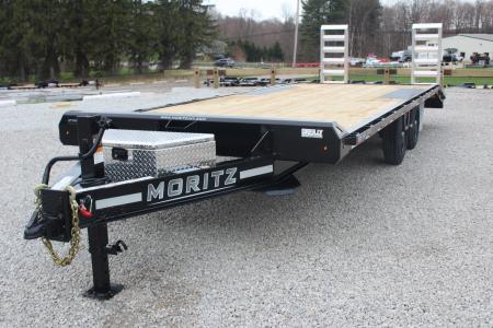 New 2027 Moritz 8' 6  x 20' + 4' Deckover Flatbed w/ Beavertail - Aluminum Ramps - 16,000# GVW