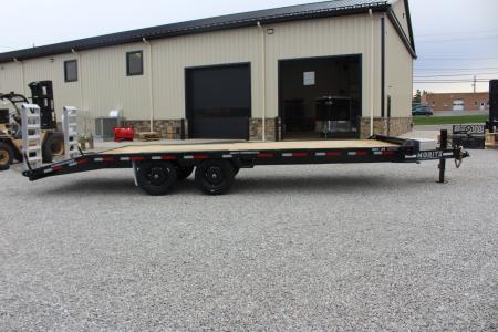 New 2027 Moritz 8' 6" x 20' + 4' Deckover Flatbed w/ Beavertail - Aluminum Ramps - 16,000# GVW