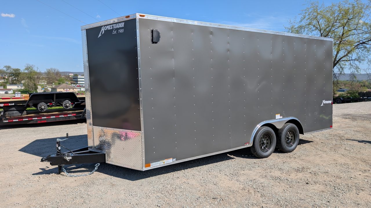 New 2027 Homesteader 8.5 x 18 Intrepid V-Nose Car Hauler w/ Ramp Door (84" INSIDE!)