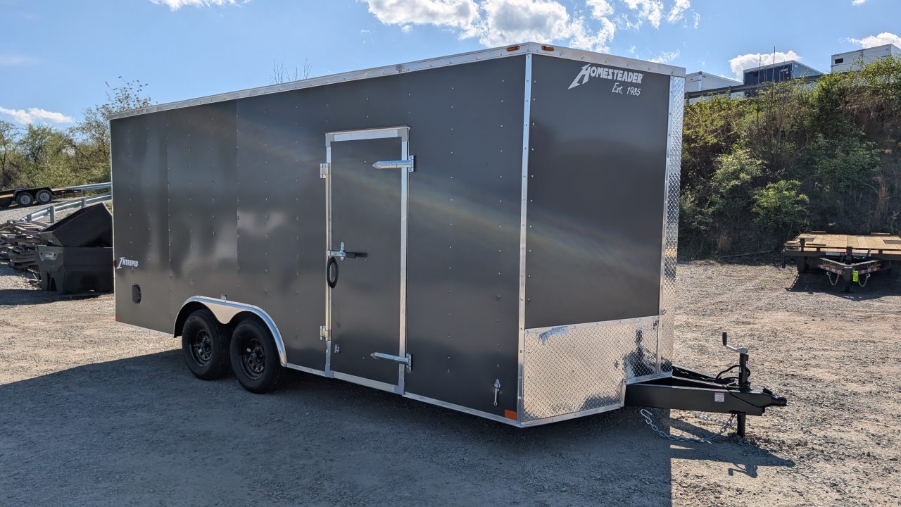 New 2027 Homesteader 8.5 x 18 Intrepid V-Nose Car Hauler w/ Ramp Door (84" INSIDE!)