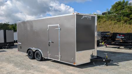 New 2027 Homesteader 8.5 x 18 Intrepid V-Nose Car Hauler w/ Ramp Door (84  INSIDE!)
