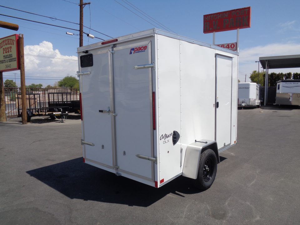 New 2027 Pace American 6x10 * Out Back DLX * V-Nose Single Axle Cargo Trailer w/ Double Rear Doors