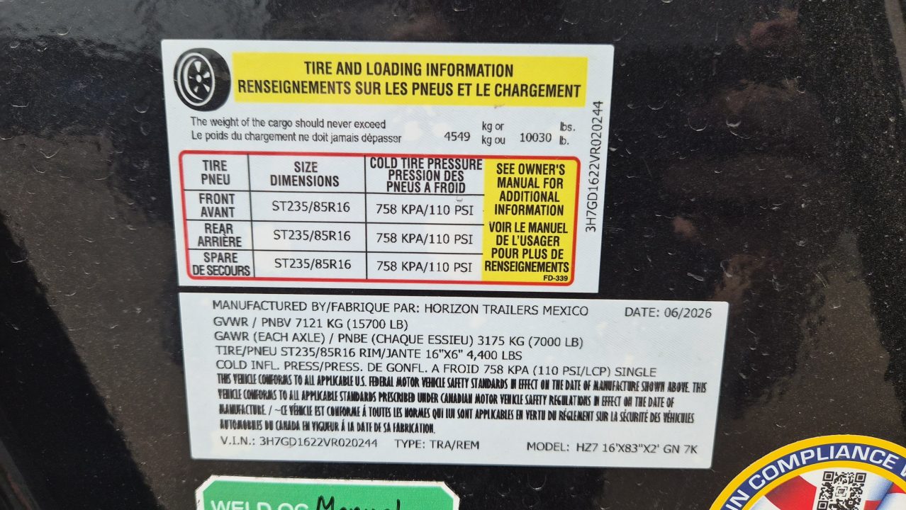New 2027 Horizon Trailers HZ7 16X83 15.2K Dump GN Dump Trailer