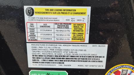 New 2027 Horizon Trailers HZ7 16X83 15.2K Dump GN Dump Trailer