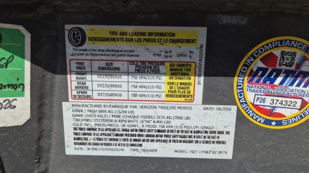 New 2027 Horizon Trailers HZ7 14X83 15.2K Dump BP Dump Trailer