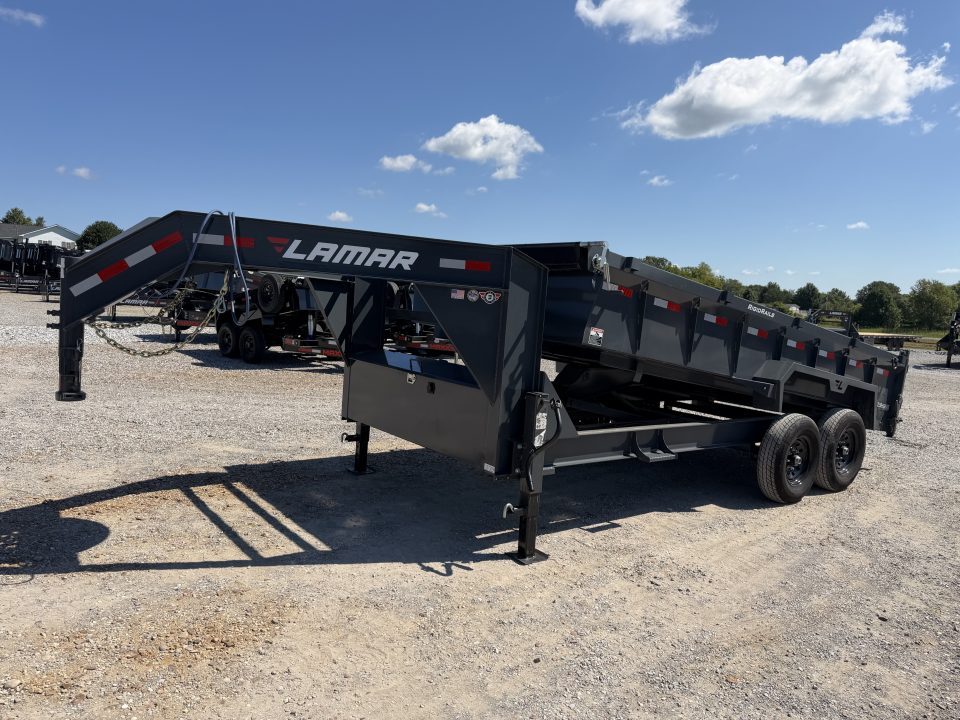 Used 2024 Lamar 83"x16' 14k Gooseneck Dump Trailer