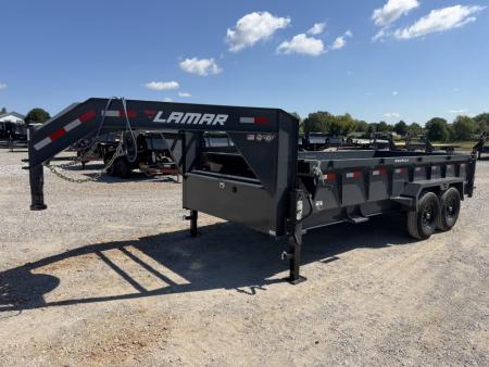 Used 2024 Lamar 83"x16' 14k Gooseneck Dump Trailer