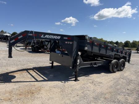 Used 2024 Lamar 83 x16' 14k Gooseneck Dump Trailer