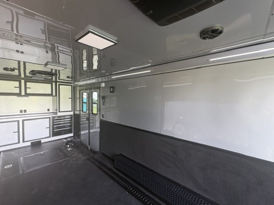 New 2027 Rock Solid Cargo Super Sport Enclosed Race Trailer For Sale Finished Interior Rear Spoiler Awning Spread Axle A/C