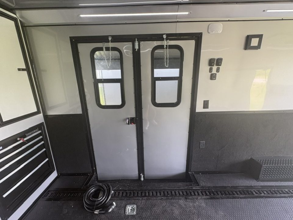 New 2027 Rock Solid Cargo Super Sport Enclosed Race Trailer For Sale Finished Interior Rear Spoiler Awning Spread Axle A/C