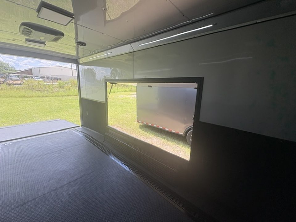 New 2027 Rock Solid Cargo Super Sport Enclosed Race Trailer For Sale Finished Interior Rear Spoiler Awning Spread Axle A/C