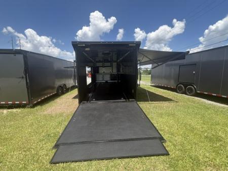 New 2027 Rock Solid Cargo Super Sport Enclosed Race Trailer For Sale Finished Interior Rear Spoiler Awning Spread Axle A/C