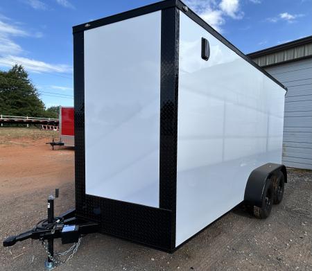 New 2026 Family Trailer 7x14 Tandem Axles Cargo / Enclosed Trailer-Screwless Exterior-Blackout Pkg-Rear Spoiler