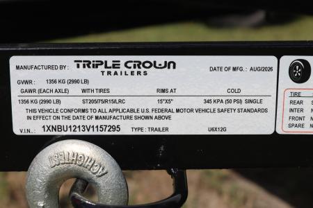 New 2027 6X12 Triple Crown Utility Trailer