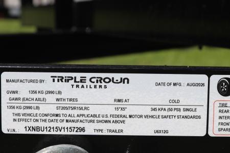 New 2027 6X12 Triple Crown Utility Trailer