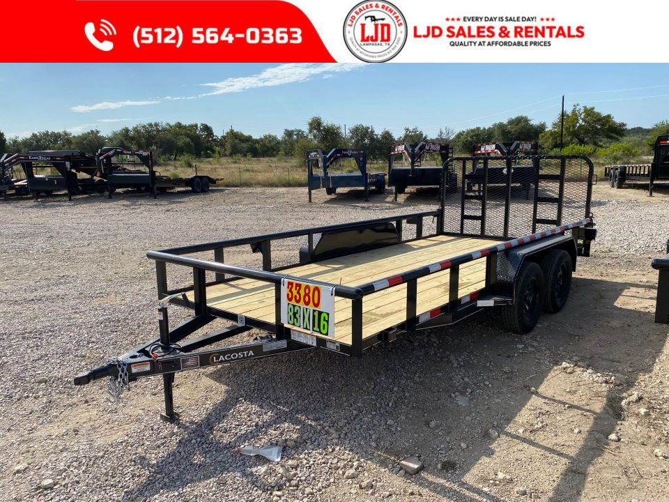 New 2027 Lacosta - 4' Gate - 83" x 16' Utility Trailer
