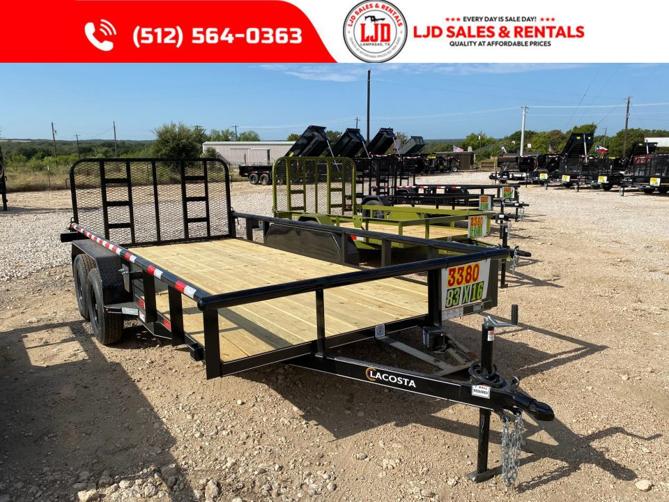 New 2027 Lacosta - 4' Gate - 83  x 16' Utility Trailer