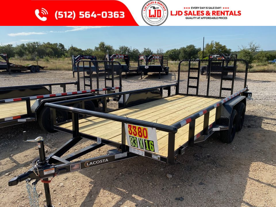 New 2027 Lacosta - 4' Gate - 83" x 16' Utility Trailer