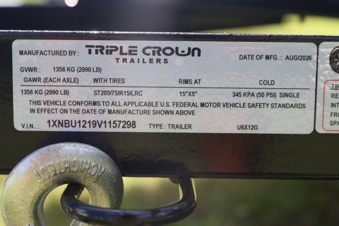 New 2027 6X12 Triple Crown Utility Trailer
