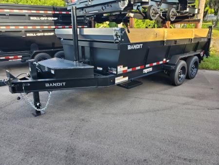 New 2027 Bandit 7X16 DUMP Trailer 17600 LB GVWR(2-8K AXLES), I-BEAM FRAME, TARP ARM KIT, ALUMINUM RAMPS, TPMS, HYDRAULIC JACK, D RINGS, STORAGE TRAY