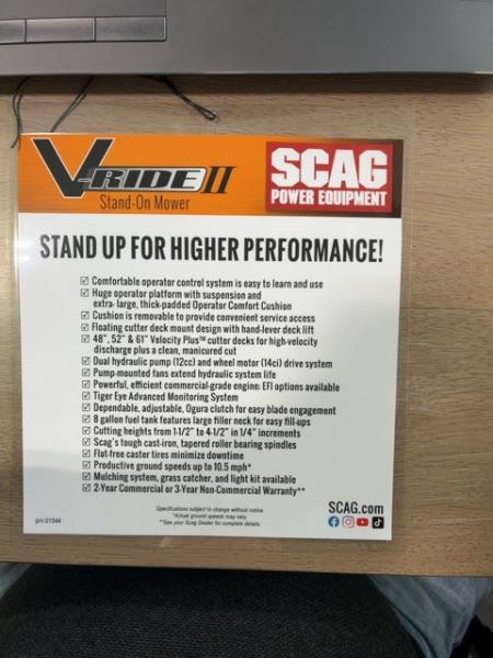 New 2026 Scag Power Equipment VRIDE II , FUEL INJECTED, 52 INCH DECK Lawn Mowers