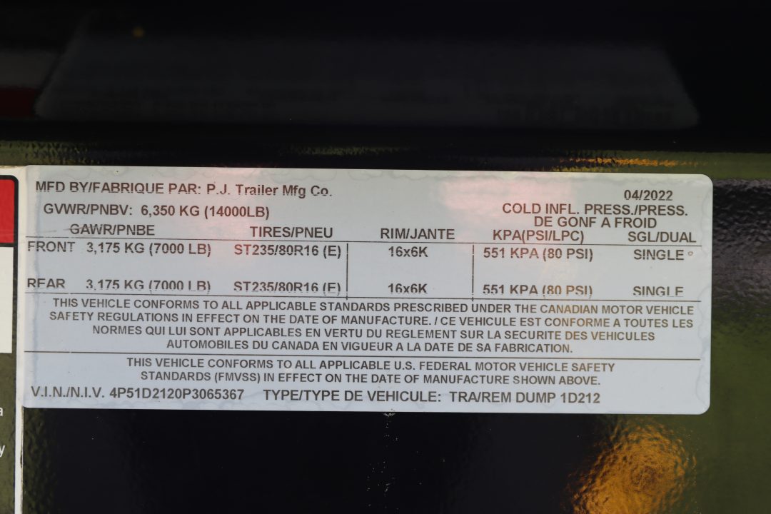 Used 2023 7X16 PJ Dump Trailer