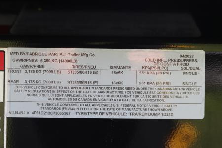 Used 2023 7X16 PJ Dump Trailer