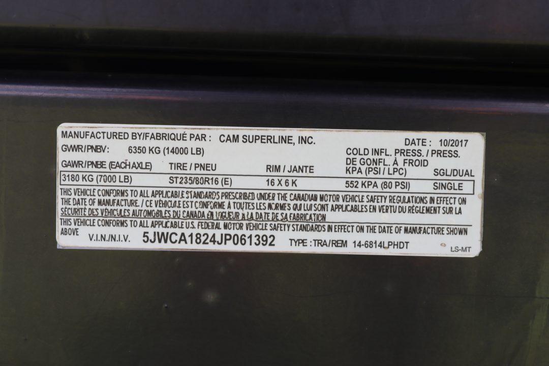 Used 2018 7X14 Cam Superline Dump Trailer