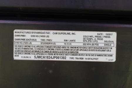 Used 2018 7X14 Cam Superline Dump Trailer