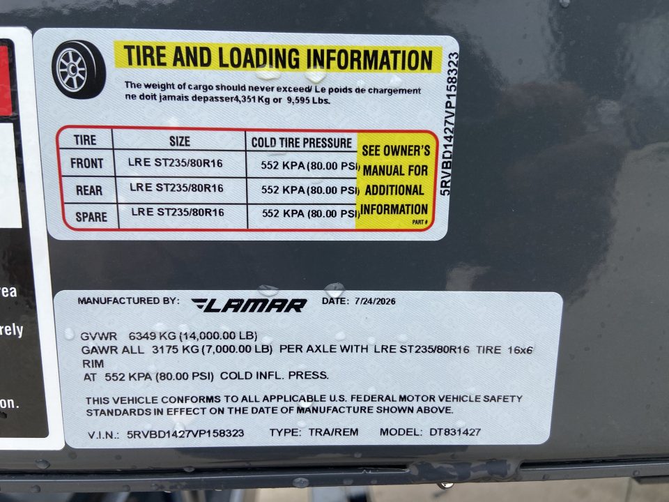 New Lamar 83"X14' Dump Trailer