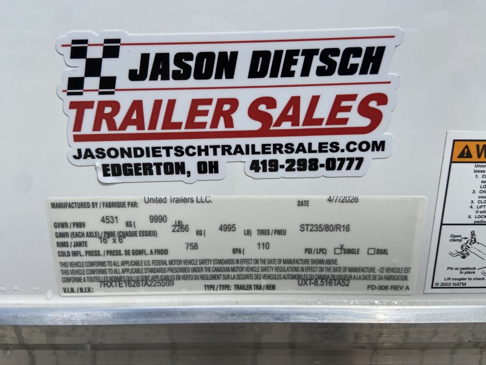 New United Trailers UXT-8.5X16 Contractor