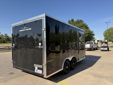 New #056403 2027 FOREST RIVER TA3 8.5 X 16 TANDEM AXLE 10K ENCLOSED W/ REAR RAMP DOOR
