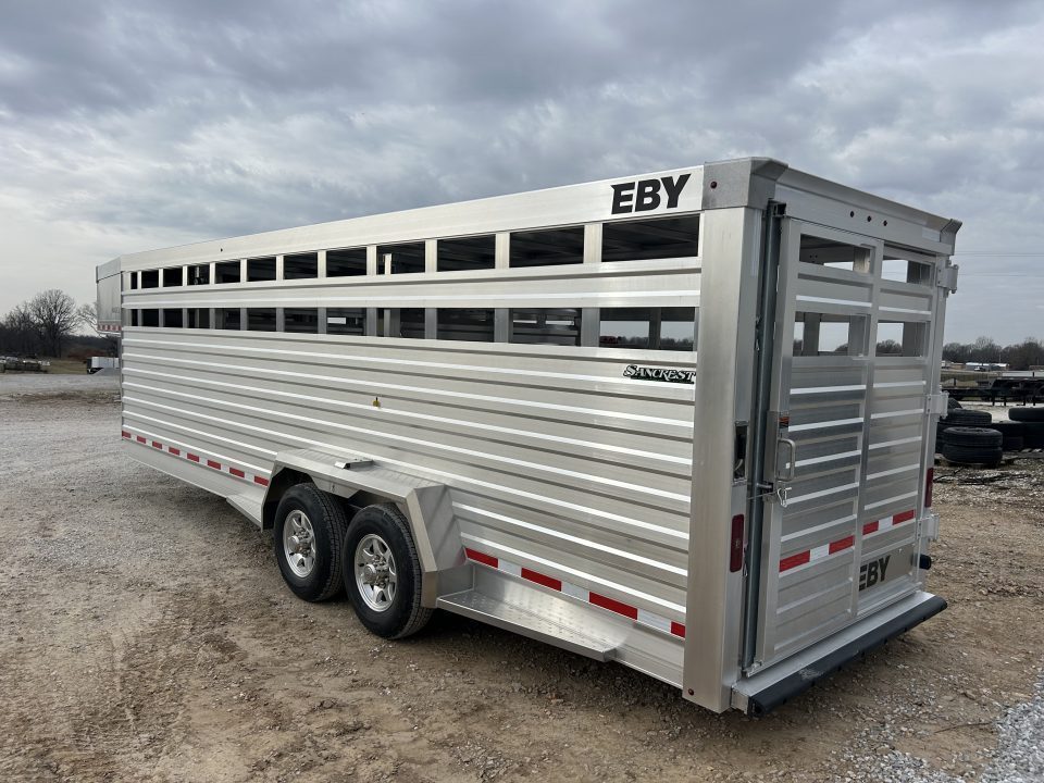 New 2027 EBY Maverick 6'11x24x6'7 Stock Trailer W/ Rolling Cut Gate