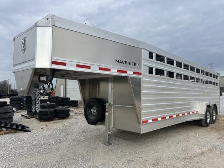 New 2027 EBY Maverick 6'11x24x6'7 Stock Trailer W/ Rolling Cut Gate