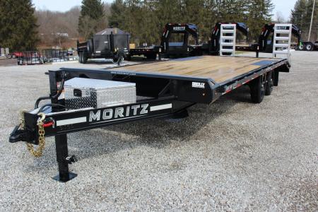 New 2027 Moritz 8' 6  x 20' + 4' Deckover Flatbed w/ Beavertail - Aluminum Ramps - 16,000# GVW