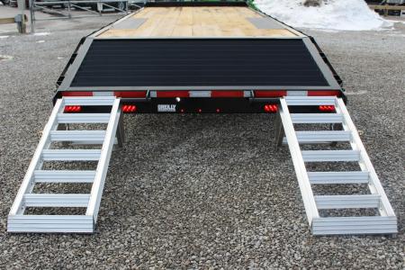 New 2027 Moritz 8' 6" x 20' + 4' Deckover Flatbed w/ Beavertail - Aluminum Ramps - 16,000# GVW