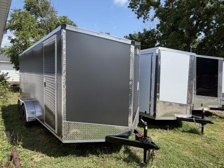 New 2026 Stealth 7 X 16 Cargo / Enclosed Trailer with Ramp Door and 6ft 6in interior Height Light Lid Roof