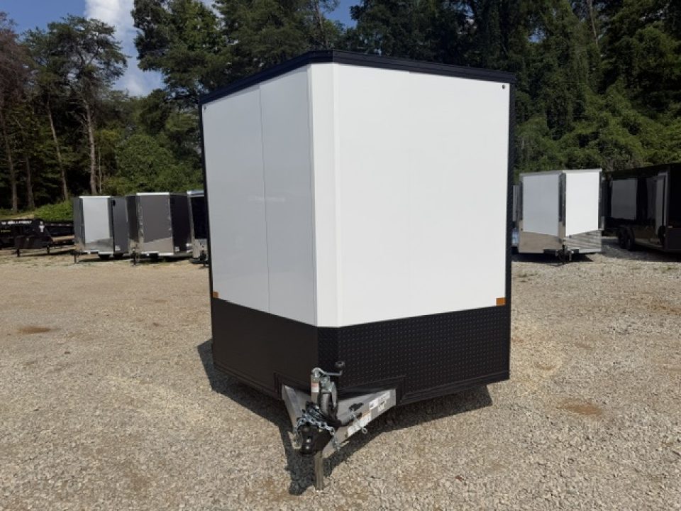 New Stealth Aluminum Enclosed 8.5x20 XLT Pro Series 7K- Crystal White W/ Black Trim, Escape Door and Rear Wing
