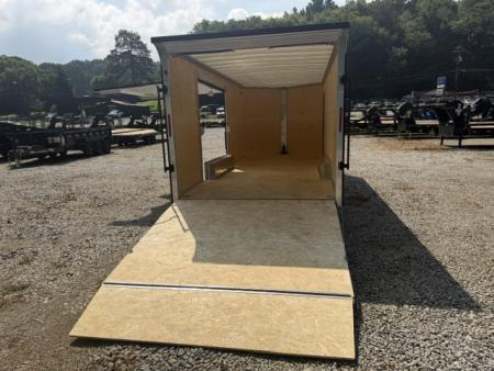 New Stealth Aluminum Enclosed 8.5x20 XLT Pro Series 7K- Crystal White W/ Black Trim, Escape Door and Rear Wing