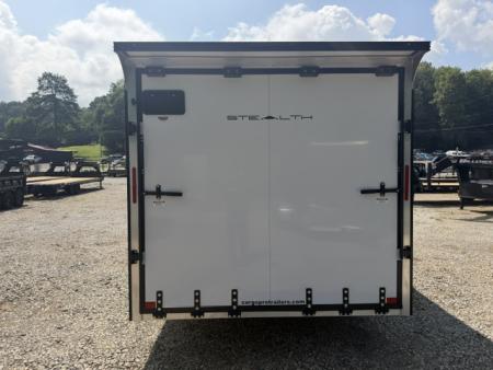 New Stealth Aluminum Enclosed 8.5x20 XLT Pro Series 7K- Crystal White W/ Black Trim, Escape Door and Rear Wing