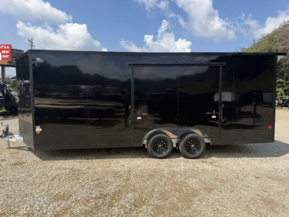 New Stealth Aluminum Enclosed 8.5x20 XLT Pro Series 7K- Black W/ Black Trim, Escape Door and Rear Wing