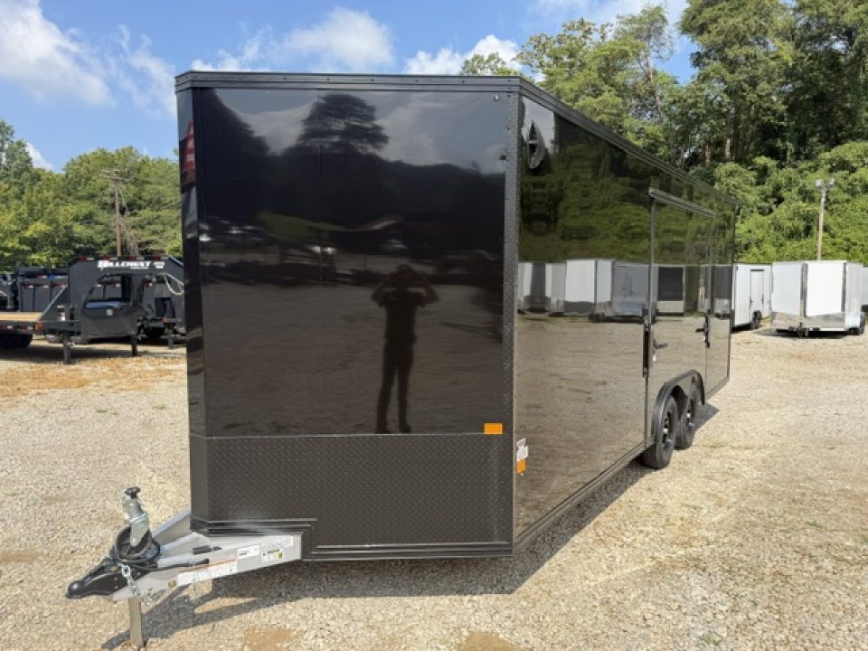 New Stealth Aluminum Enclosed 8.5x20 XLT Pro Series 7K- Black W/ Black Trim, Escape Door and Rear Wing