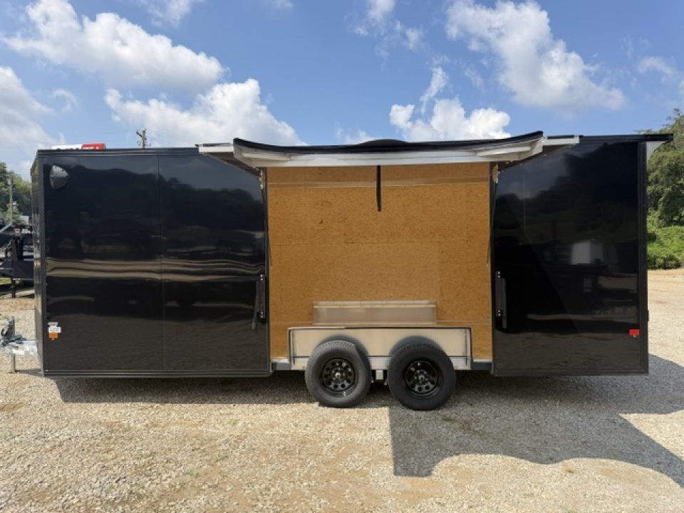 New Stealth Aluminum Enclosed 8.5x20 XLT Pro Series 7K- Black W/ Black Trim, Escape Door and Rear Wing