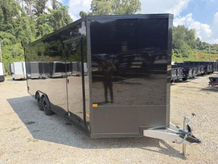 New Stealth Aluminum Enclosed 8.5x20 XLT Pro Series 7K- Black W/ Black Trim, Escape Door and Rear Wing